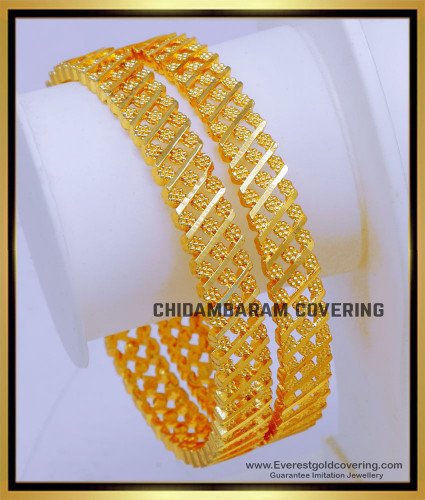 BNG803 - 2.4 Size Bridal Wear Gold Design 1 Gram Gold Bangles Set