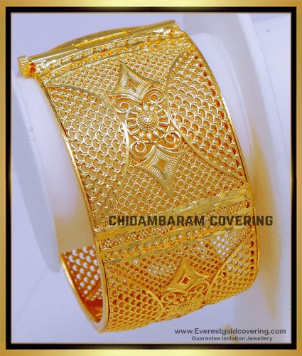 BNG813 - 2.4 Gold Plated Screw Bangles Single Kada for Women