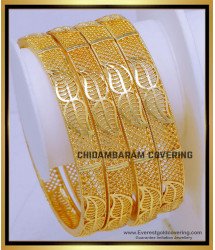 BNG815 - 2.4 Size Latest Leaf Design Bridal Wear Gold Bangles Set Online