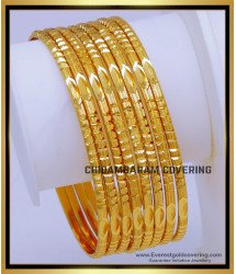 BNG822 - 2.10 Traditional Gold Design Thin Set Of 8 Bangles Online