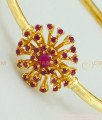 BCT110 - 2.6 size One Gram Gold Stylish Pink Stone Flower Design Open Type Kappu Bracelet for Girls