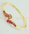 BCT111 - 2.6 size New Model Pink Stone Gold Kappu Design Open Type Bracelet Imitation Jewellery