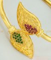 BCT113 - 2.6 size Attractive Gold Design Pink and Green Stone Gold Plated Lock Open Type Designer Kappu Bracelet Online