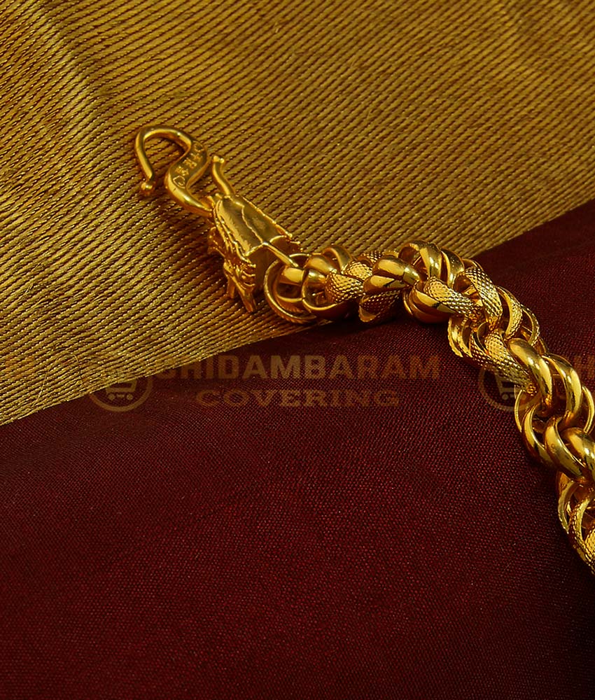 BCT115 - Gold Plated Heavy Thick Twisted Hand Chain Dragon Design Bracelet for Men