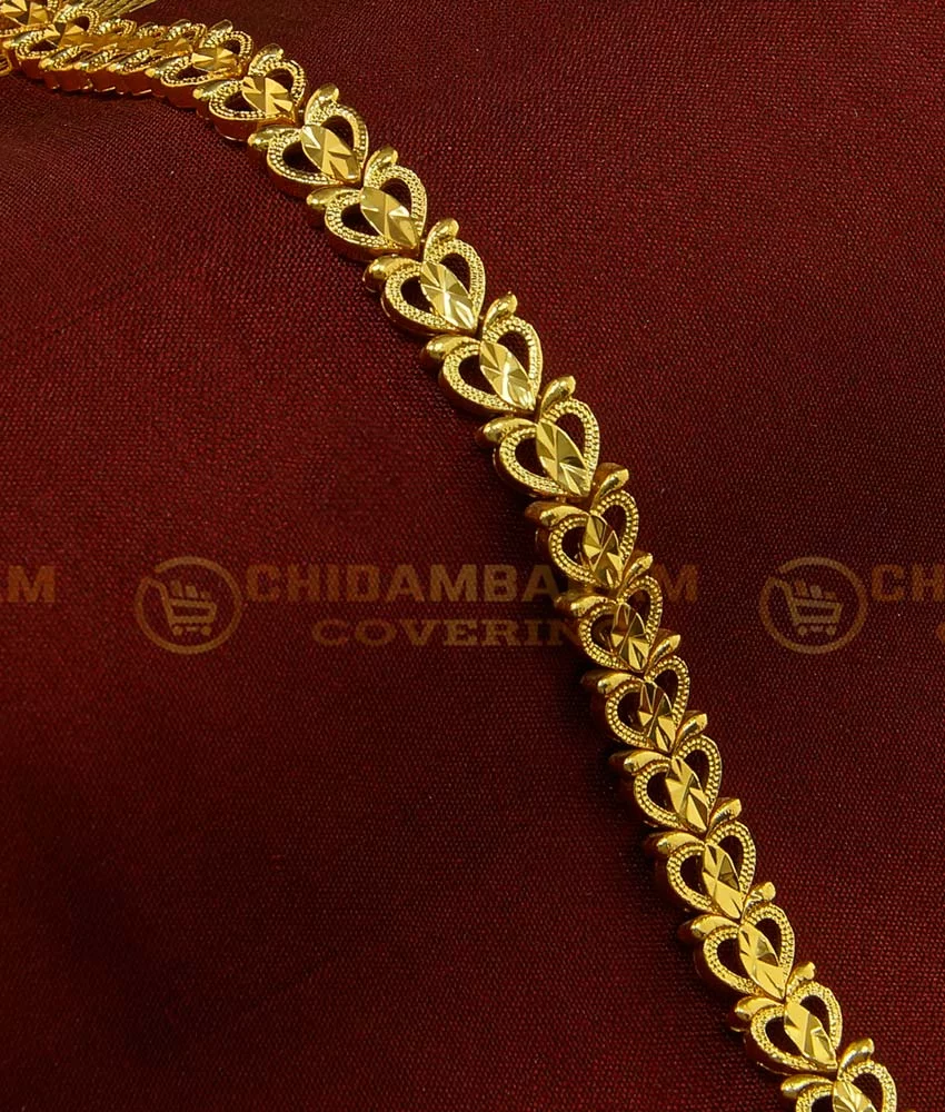 Buy Stunning Gold One Gram Gold Heart Design Hand Chain Bracelet ...