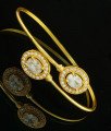 BCT124 - 2-6 size Modern Open Bangle Type Bracelet White Ad Stone Party Wear Gold Plated Bracelet Designs
