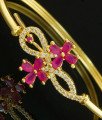 BCT127 - 2.4 size Stylish Ad Stone Pink Flower Design Open Kappu Type One Gram Gold Bracelet for Girls