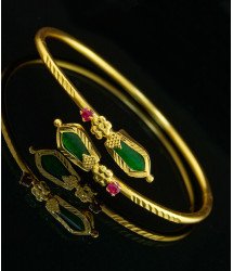 BCT136 - 2.6 size Kerala Traditional Ad Stone Open Type Green Nagapadam Palakka Bracelet for Girls