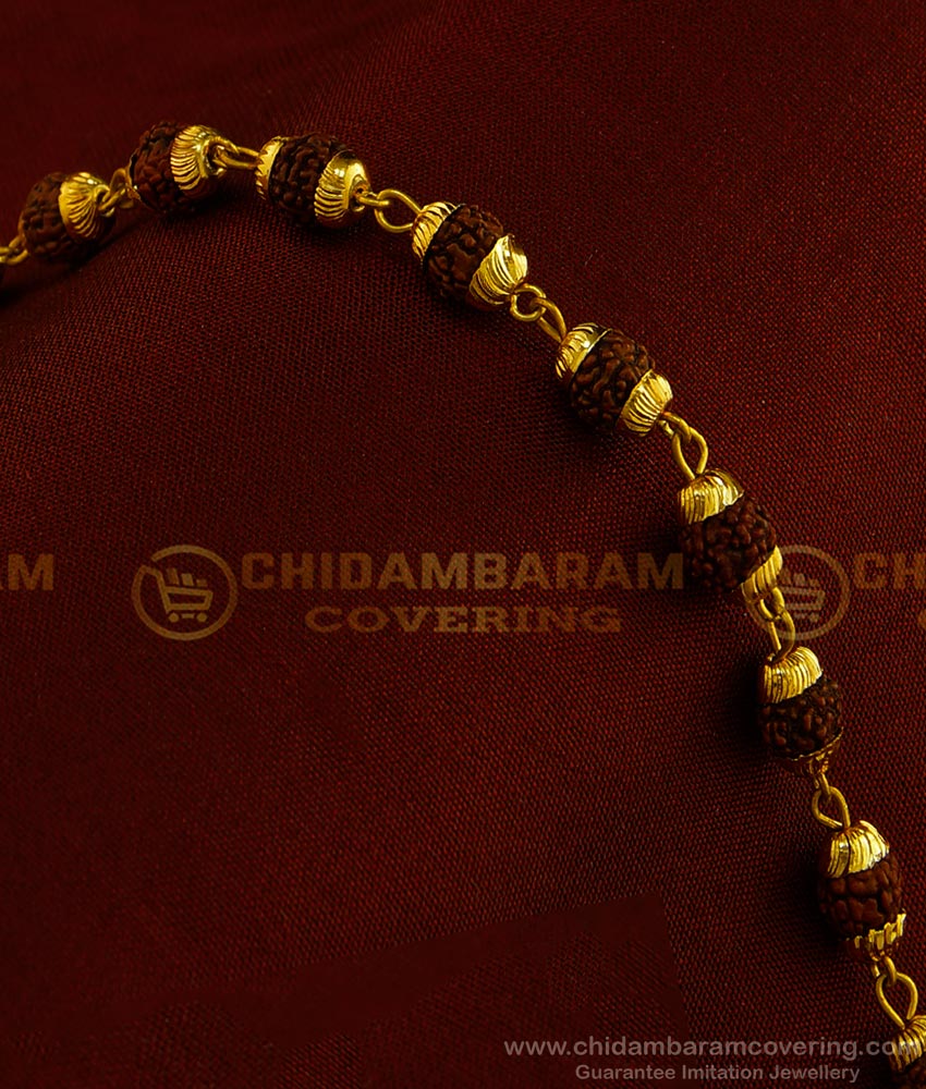 BCT174 - Gold Plated Light Weight Rudraksha Hand Bracelet Men and Women 