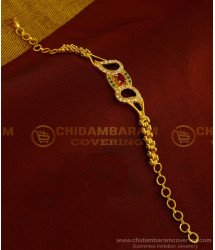 BCT176 - One Gram Gold Unique Watch Type Chain Ad Stone Designer Bracelet for Girls 