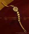 BCT180 - Impon Bracelet One Gram Gold Plated White and Ruby Stone Flower Design Bracelet for Ladies