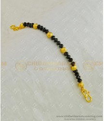 BCT183 - Beautiful Kids Bracelet Gold Plated Black Beads with Gold Balls Hand Bracelet For Boy Baby