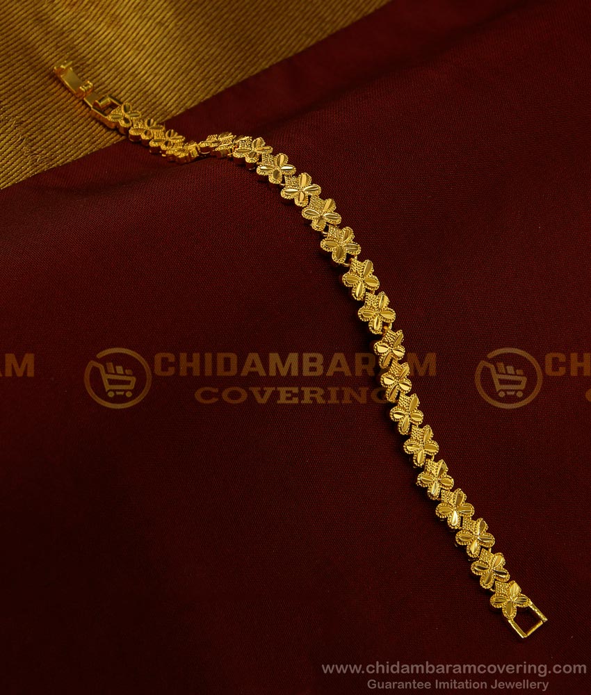 BCT194 - Party Wear Flower Design Hand Chain Girls Bracelet Design Gold Plated Guarantee Jewellery    