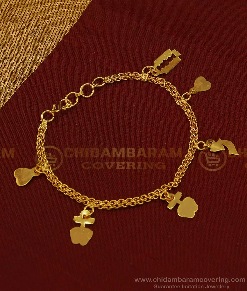 Reflective Hanging Charm 22k Gold Bracelet  Andaaz Jewelers