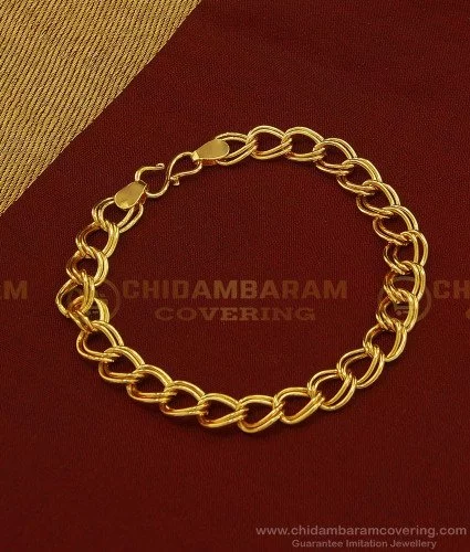 Buy Exclusive 22kt Yellow Gold Custom Stylish Double Link Chain Design  Flexible Bracelet, Best Gift Unisex Personalized Gold Fancy Jewelry Br45  Online in India - Etsy