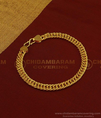 BCT201 - 8 Inch Real Gold Bracelet Design One Gram Gold Plated Cuban Link Chain Solid Bracelet  