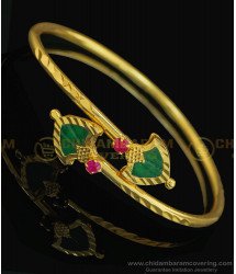 BCT202 - 2.6 size Traditional Kerala Stone Open Type Green Palakka Bracelet for Women