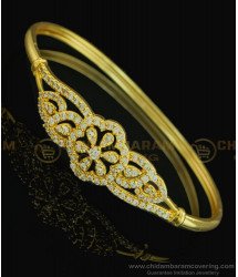 BCT207 - 2.6 size Buy One Gram Gold American Diamond White Stone Flower Design Kada Women's Bracelet 