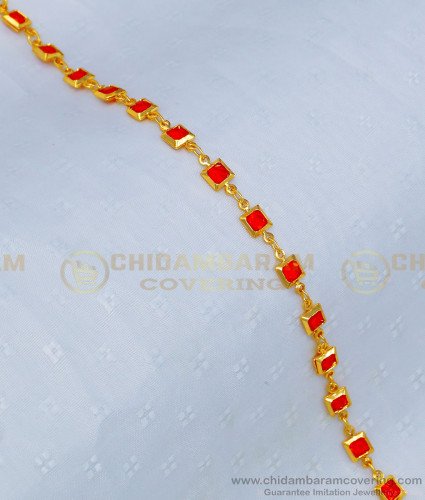 BCT220 - Latest Orange Color Stone Daily Wear Simple Gold Thin Bracelet for Ladies 