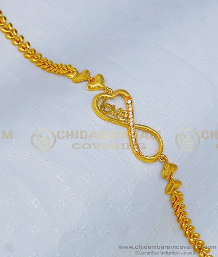 BCT228 - 1 Gram Gold White Stone Love Bracelet Design Buy Imitation Jewellery Online 