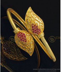 BCT230 - 2.8 Size Trendy Ruby Stone Leaf Design Gold Kappu Bangles Online 