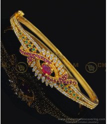 BCT234 - 2.6 Elegant Party Wear American Diamond Multi Stone One Gram Gold Bracelet Online 