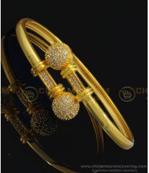 BCT237 - 2.6 Size Real Gold Design White Stone Kada Bracelet One Gram Gold Jewellery Online 