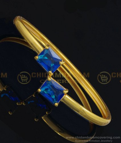 BCT239 - 2.6 Size Trendy Riyal Blue Color Big Stone Gold Kappu Bracelet for Girls