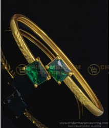 BCT244 - 2.6 Size Gold Plated Green Color Big Stone Open Type Kappu Bracelet Buy Online