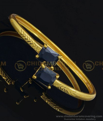 BCT245 - 2.6 Size Gold Plated Black Color Stone Open Type Party Wear Bracelet Buy Online