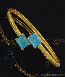 BCT246 - 2.6 Size Beautiful Blue Stone Gold Design Simple Kada Bracelet for Female 