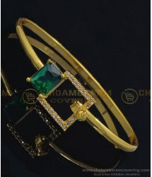 BCT249 - 2.6 Size Elegant Green Stone Gold Kappu Bangles Type Bracelet for Girls 