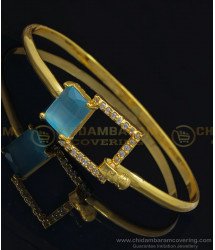 BCT252 - 2.6 Size Unique First Quality Gold Plated Blue Stone Party Wear Bracelet Online  