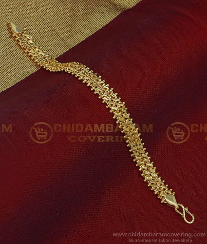 BCT263 - Latest Gold Design Bracelet Double Line Broad 1 Gram Gold Bracelet for Men 