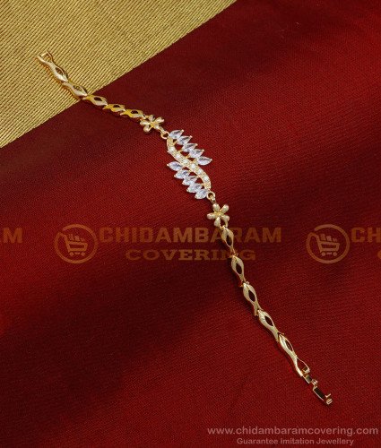 BCT286 - Stylish Rose Gold White Stone Western Bracelet for College Girls 