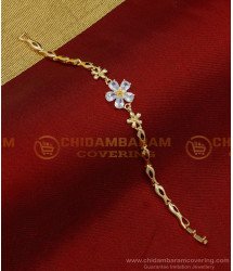 BCT287 - Elegant White Stone Flower Design Rose Gold Girls Bracelet Best Price Online 