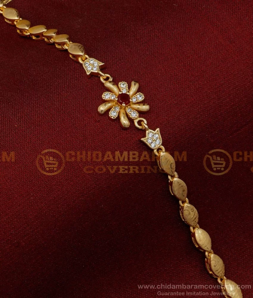Buy Elegant First Quality Rose Gold Stylish Stone Bracelet Flower ...