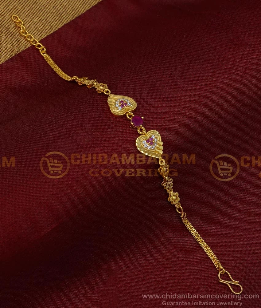 1 Gram Gold Plated Red Stone With Diamond Fashionable Bracelet For Lady -  Style A247 at Rs 1650.00 | Rajkot| ID: 2851904733330