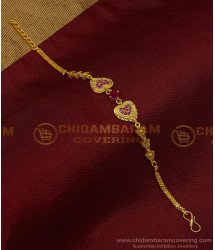 BCT328 - Real Gold Pattern Forming Gold Ruby Stone Heart Model Gold Bracelet Design Online