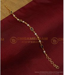 BCT331 - Trendy Gold Plated Black and White Beads Bracelet Design for Women