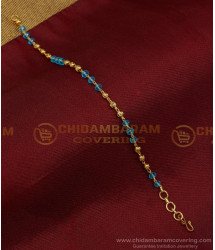 BCT334 - Cute Simple Light Weight Aqua Blue Color Crystal and Gold Beads Bracelet Design