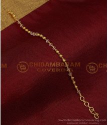 BCT336 - Unique Very Light Pink Color Crystal and Gold Beads Hand Chain for Ladies 