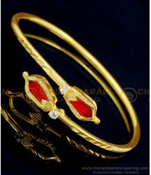 BCT340 - 2.4 size Traditional Kerala Gold Plated Red Nagapadam Palakka Bracelet for Girls