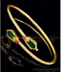 BCT341 - 2.8 size One Ram Gold Plated Open Type Green Nagapadam Bracelet Design Online