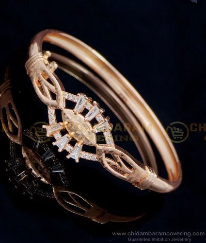 Buy New Rose Gold Premium Quality American Diamond Bangles set Online From  Wholesale Salwar.