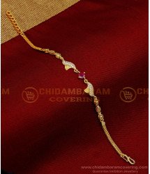 BCT395 - Attractive Ruby Stone Gold Design Female Hand Bracelet