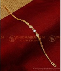 BCT396 - Stylish White Stone Fish Design Gold Plated Bracelet 