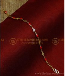 BCT411 – Simple Red Coral Daily Use Gold Plated Bracelet for Women 
