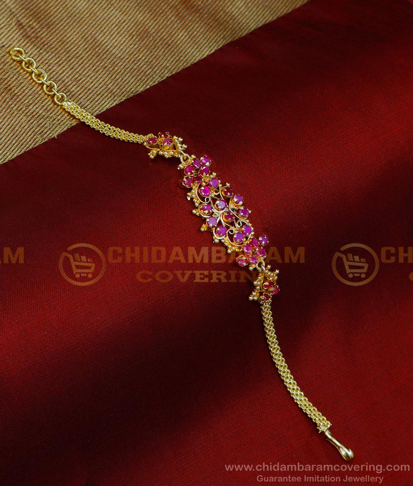 ruby stone bracelet designs for men, simple ruby bracelet, gold plated ruby bracelet, artificial ruby stone bracelet, stone bracelet for ladies