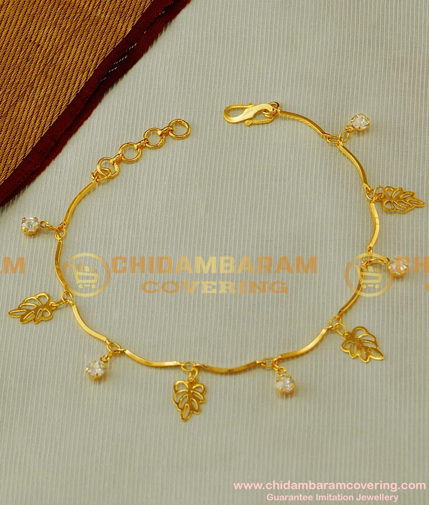 BCT45 - Unique Bracelet with Hanging Leaf and Stone Bracelet Artificial Jewellery Buy Online
